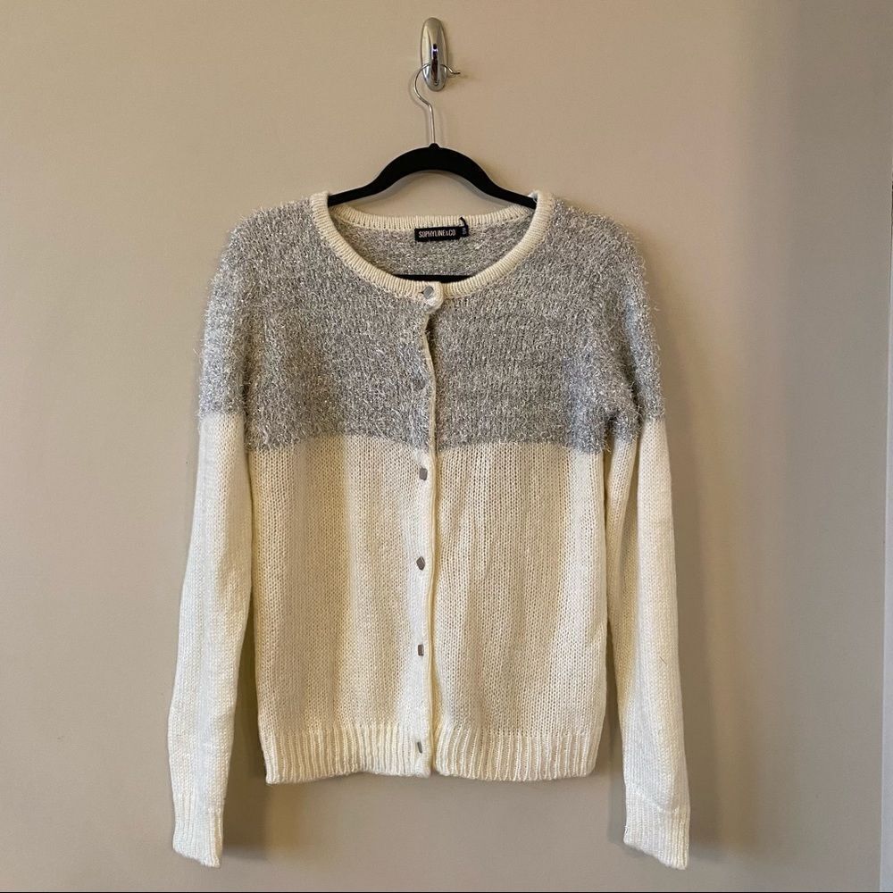 Sophyline & Co- Metallic Detail Top Button Front Cardigan